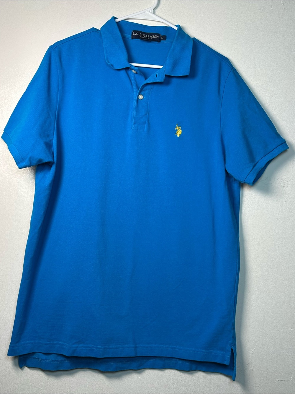 US Polo Assn. Mens Polo Shirt Size Large Blue Casual Golf Short Sleeve Preppy